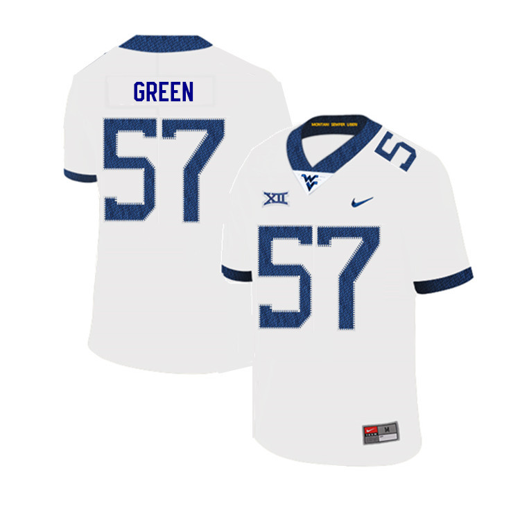 2019 Men #57 Nate Green West Virginia Mountaineers College Football Jerseys Sale-White
